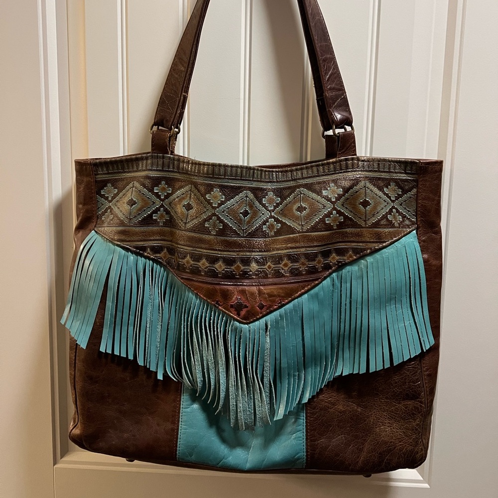 Austin Ranch Handmade Leather & Fringe Oversized Purse